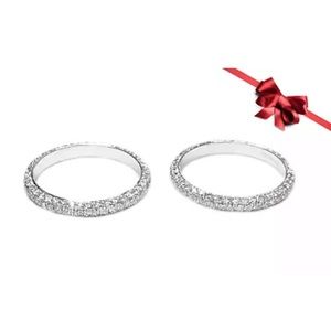 2 18K Gold Round Diamond Eternity Rings 1.50 CT